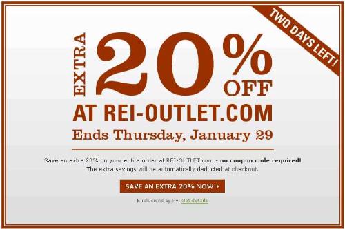 REI-Outlet 20% Off of...