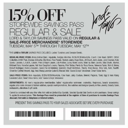 Lord and taylor discount coupon Lord & Taylor is your fashion destination in December. Choose from 20 coupons including promo codes, free shipping and in-store printable coupons. Upgrading your wardrobe can be fun and affordable. There's nearly no limit to what you can shop for at Lord & Taylor.