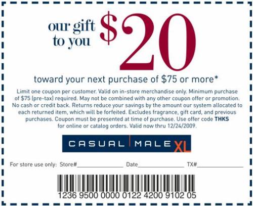 Casual male coupons